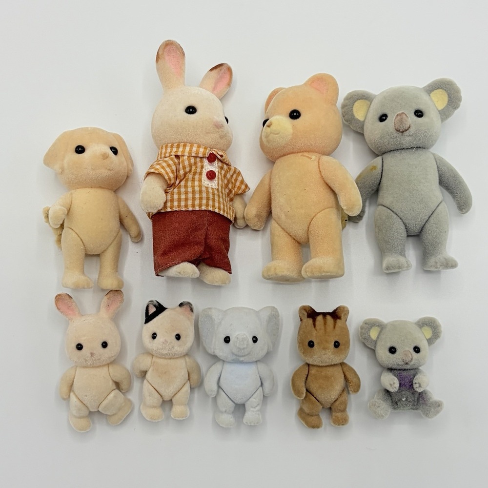 Calico Critters Lot Of 9 Adults & Babies Koala Bear Cat Dog Squirrel